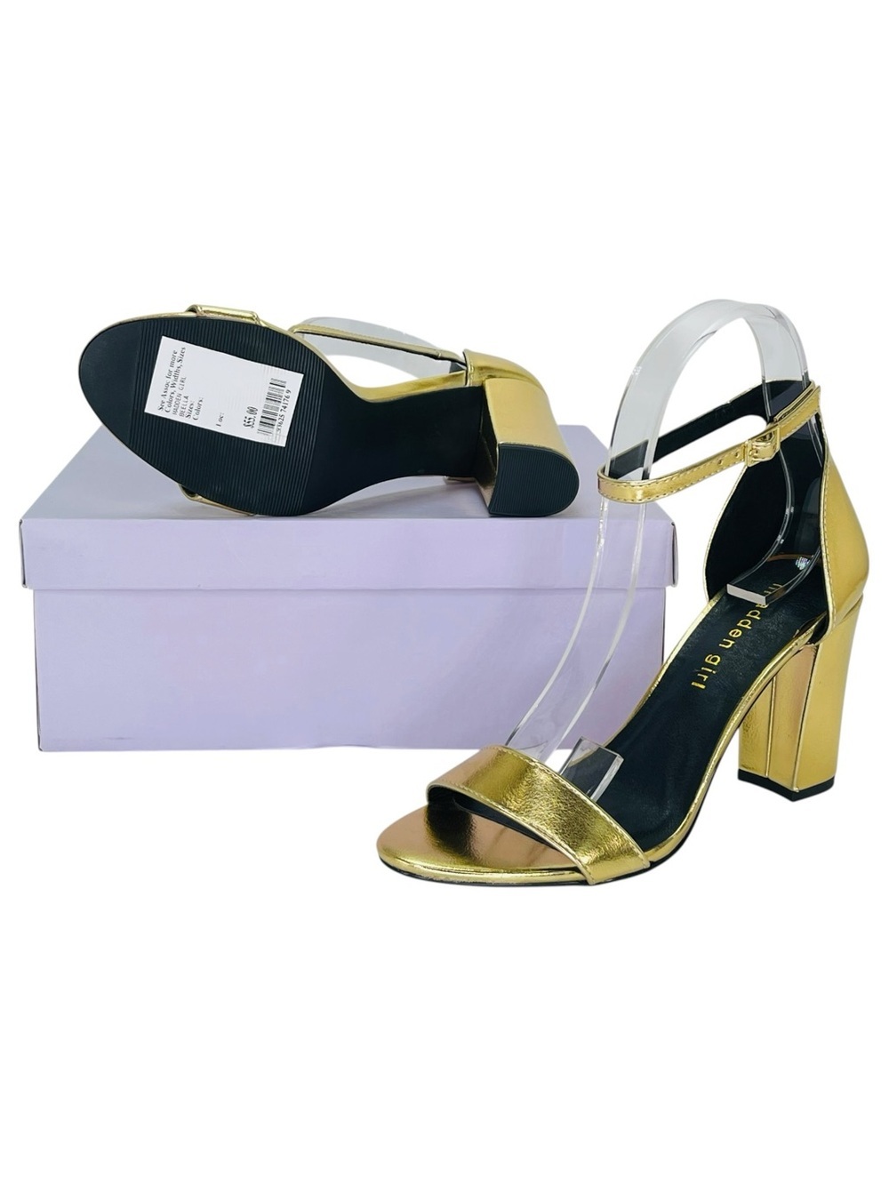 Madden Girl Beella Gold Foil Faux Leather Womens Heels Size 7M - Picture 11 of 12
